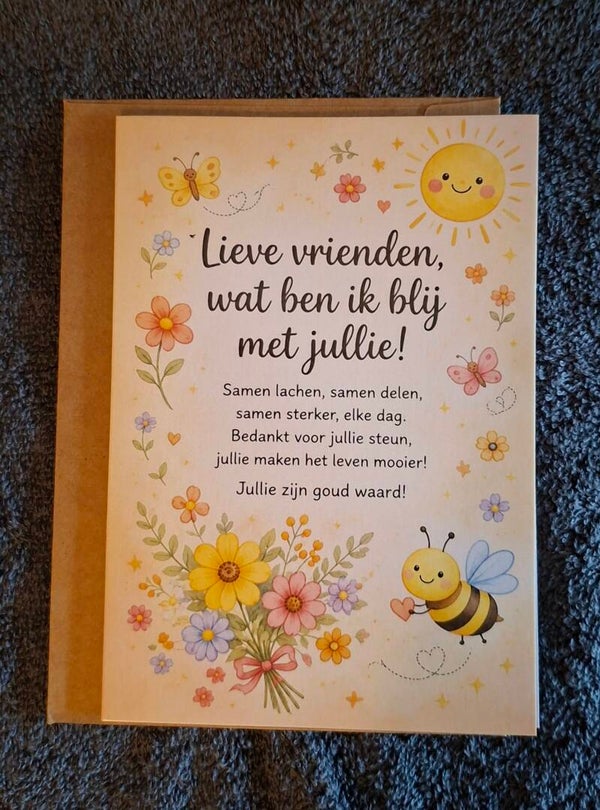 kaart vol liefde, bedankt lieve vrienden