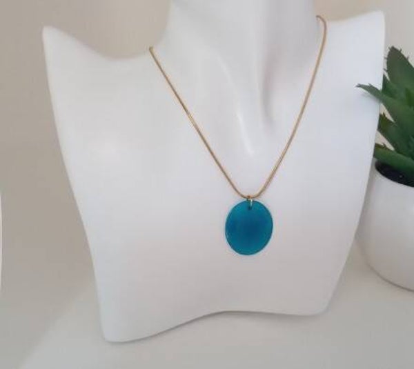 Collier Tagua Turquoise – Acier Inoxydable Doré