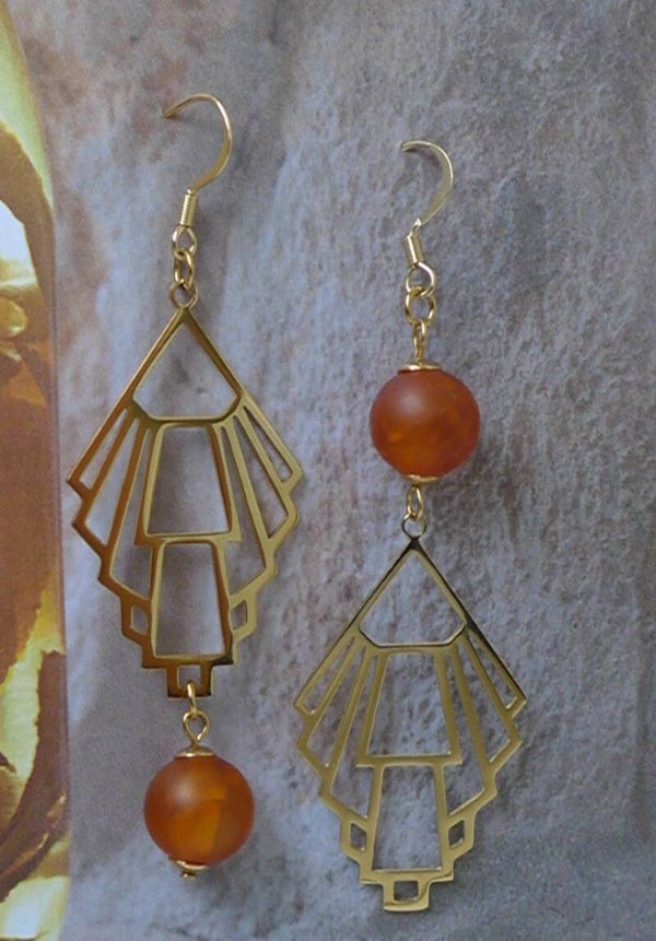 Boucles agate pierre de feu