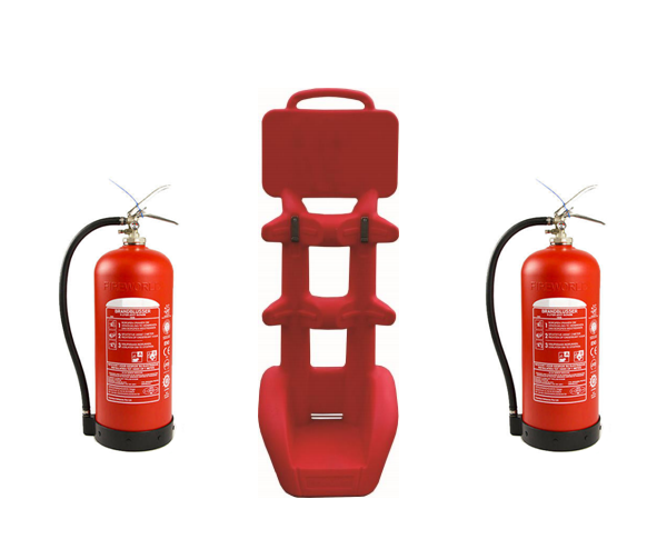 Brandblussertrolley incl. 1x6ltr schuim + 1x6-kg poeder composiet blusser