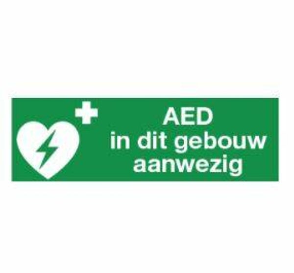 AED raamsticker 30x10cm (gebouw) NEN-ISO7010