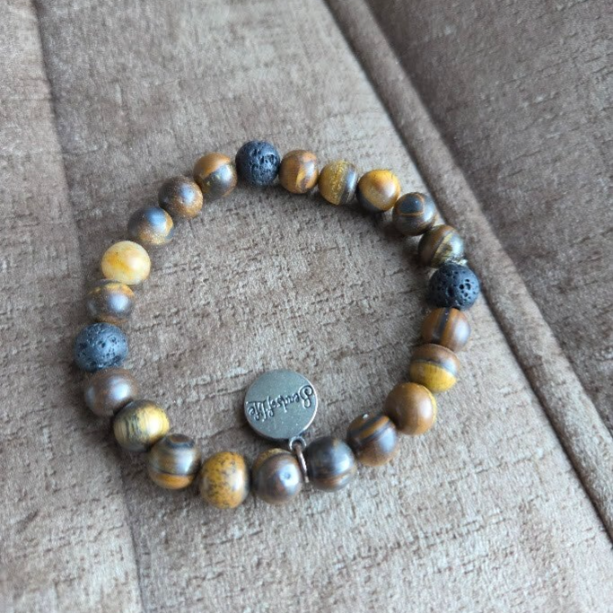 Armband  Tijgeroog met levensboom