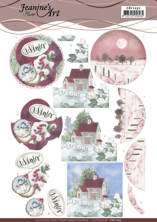CD11232 - 3D Knipvel - Jeanine's Art - Red Winter