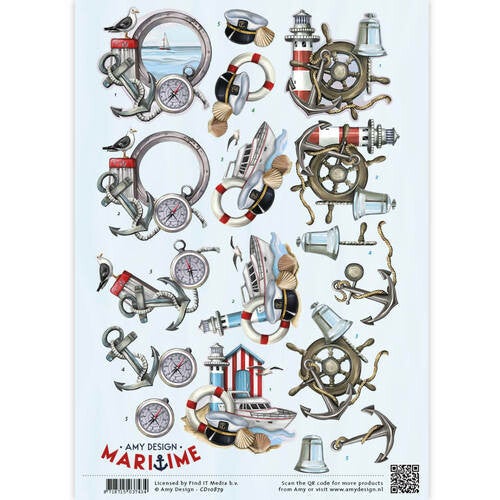 CD10879 - 3D Knipvel - Amy Design - Maritiem - Zee elementen