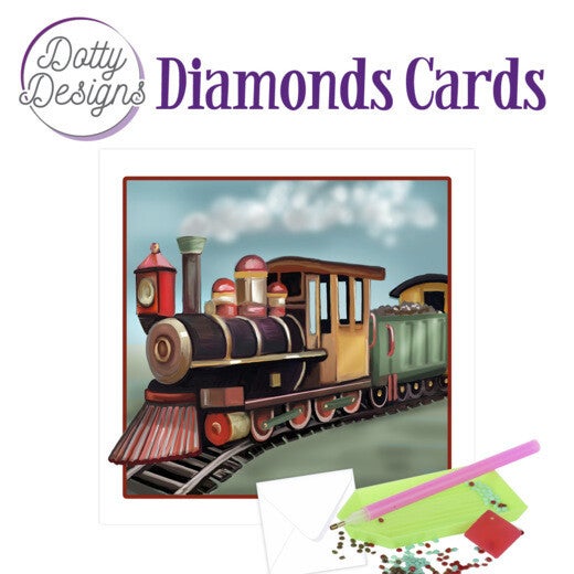 DDDC1035 - Dotty Designs Diamond Cards - Vintage Locomotive 15x15