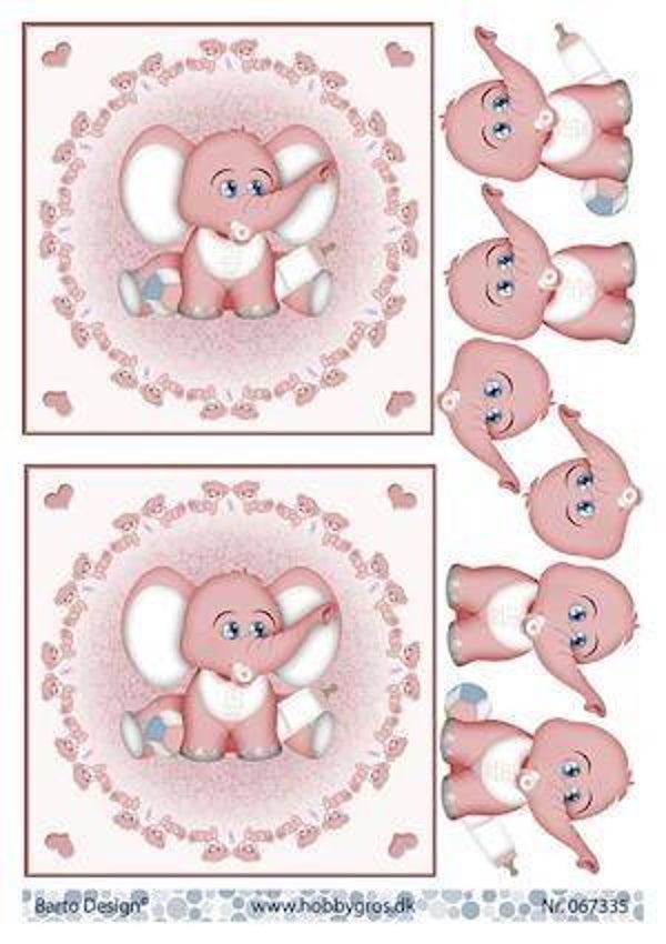 99064-335 Barto Design - stappenvel A4 olifantje roze