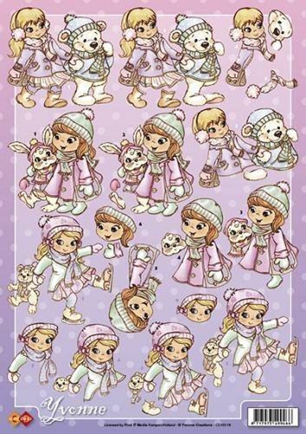 CD10119 - 3D Knipvel - Yvonne Creations - Meisjes en beestjes