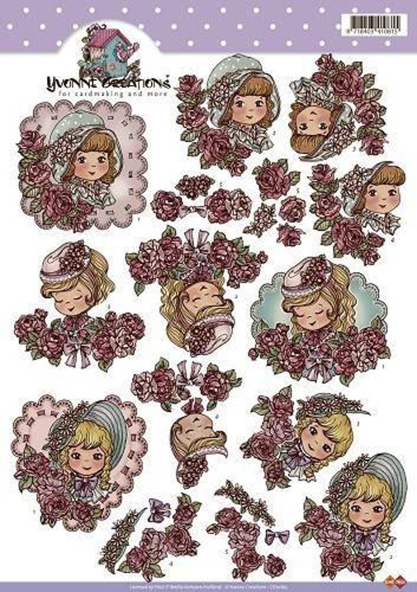 CD10163 - 3D Knipvel - Yvonne Creations - Meisje Vintage