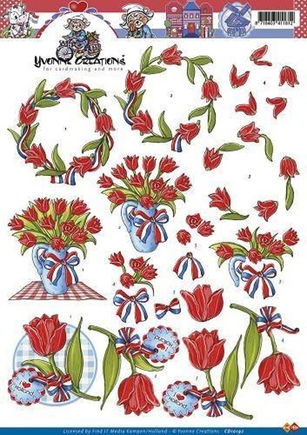 CD10192 - 3D Knipvel - Yvonne Creations - Tulpen