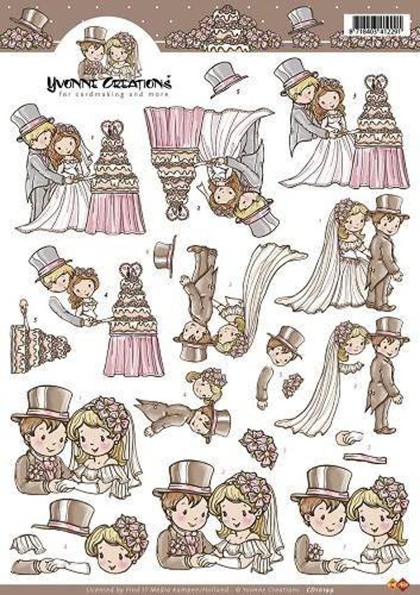 CD10199 - 3D Knipvel - Yvonne Creations - Bruidspaar