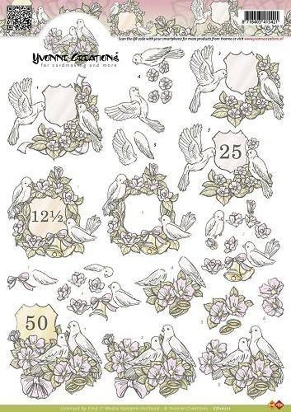 CD10211 - 3D Knipvel - Yvonne Creations - Jubileum duiven