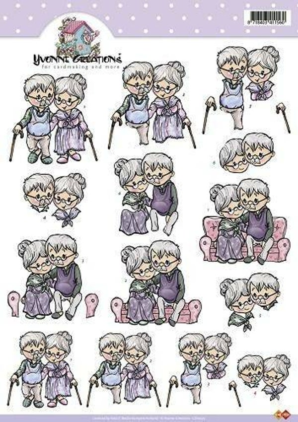 CD10225 - 3D Knipvel - Yvonne Creations - Opa en Oma