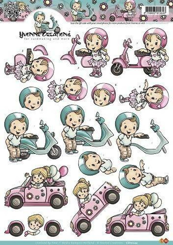 CD10244 - 3D Knipvel - Yvonne Creations - Rijbewijs auto en scooter