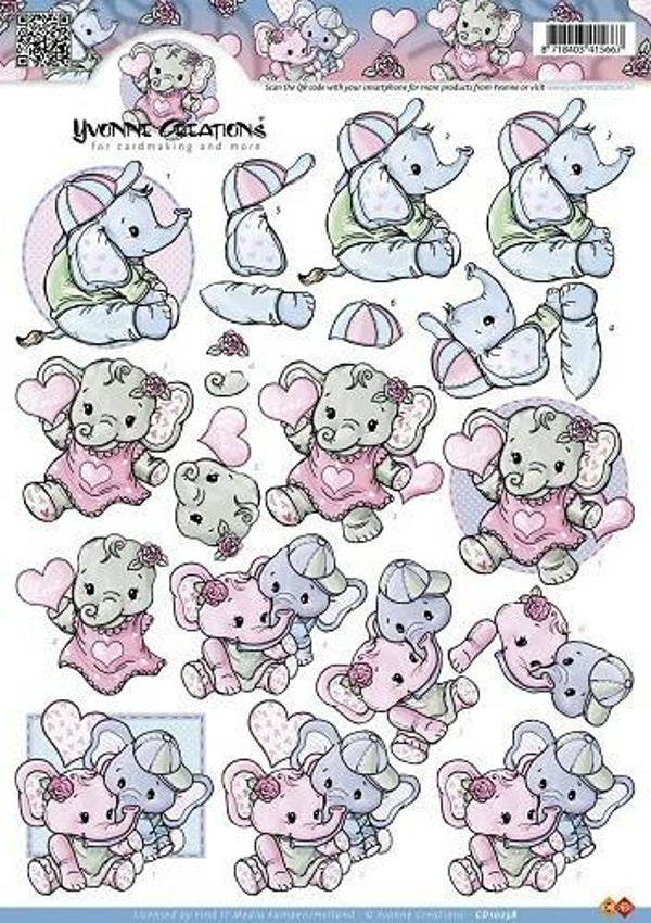 CD10258 - 3D Knipvel - Yvonne Creations - Olifanten