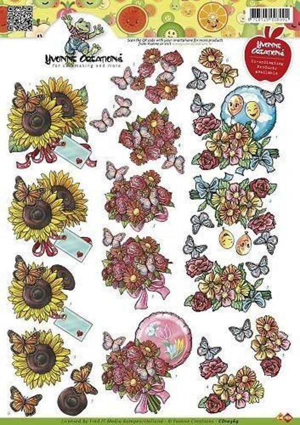 CD10369 - 3D Knipvel - Yvonne Creations - Opkikker - Bloemen