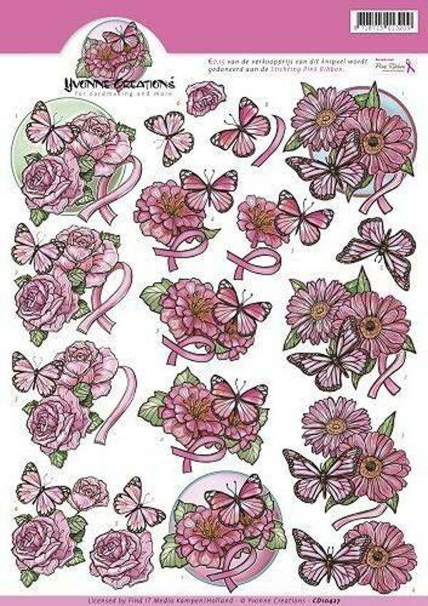 CD10427 - 3D Knipvel - Yvonne Creations - Pink Ribbon