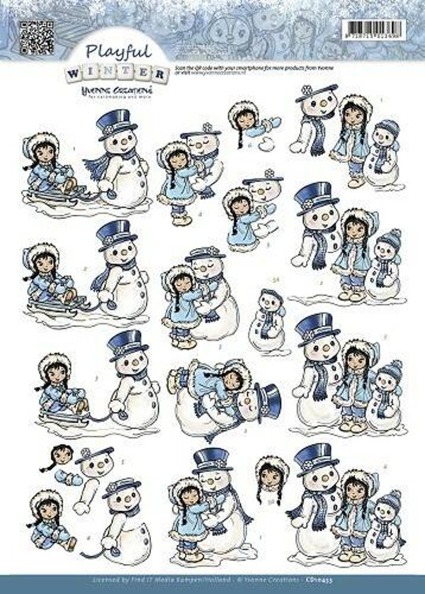 CD10433 - 3D Knipvel - Yvonne Creations - Playful Winter - Friendly Snowmen