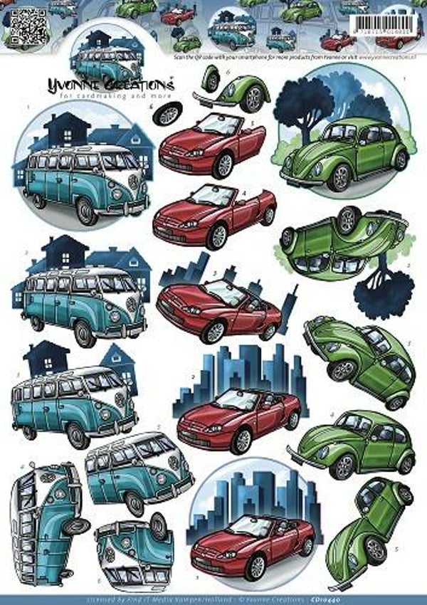 CD10440 - 3D Knipvel - Yvonne Creations - Classic cars