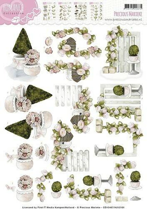 CD10467-HJ12101 - 3D Knipvel - Precious Marieke - Romance - Garden Flowers