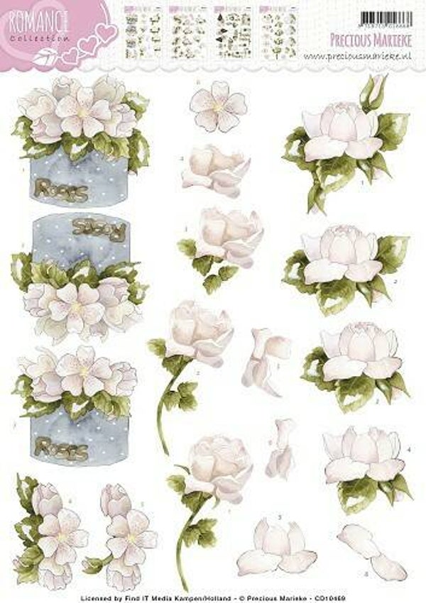 CD10469 - 3D Knipvel - Precious Marieke - Romance - Roses