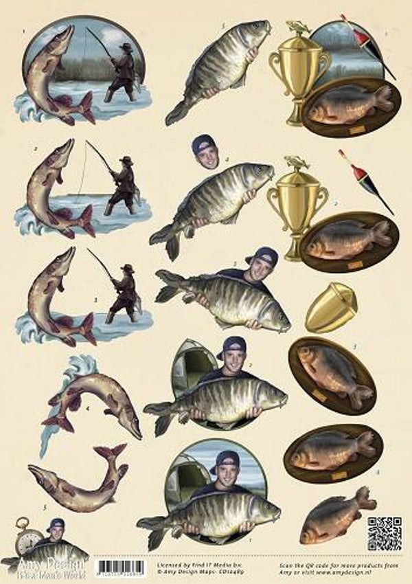 CD10489 - 3D Knipvel - Amy Design - Its a Mans World - Vissen