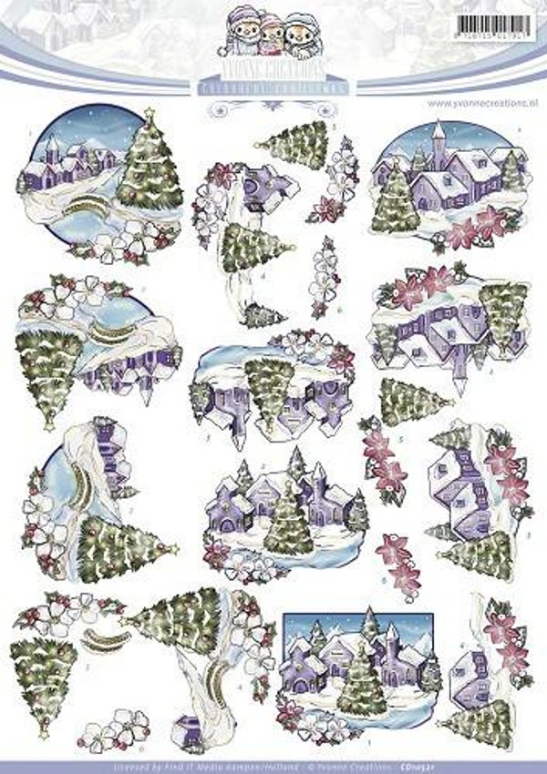 CD10521 - 3D Knipvel - Yvonne Creations - Colourful Christmas - Christmas Landscape