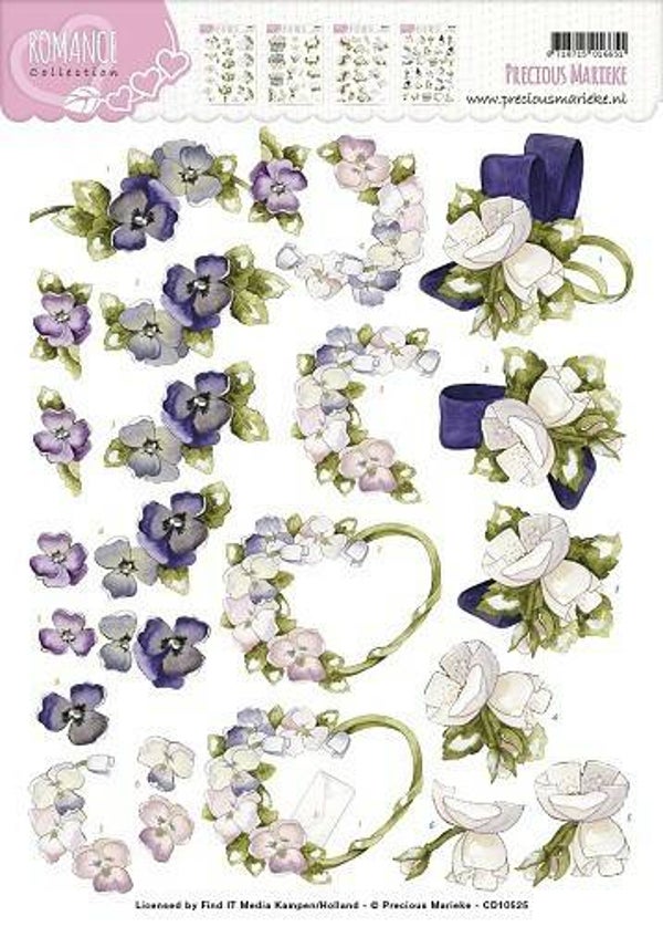CD10525 - 3D Knipvel - Precious Marieke - Romance - Flowers