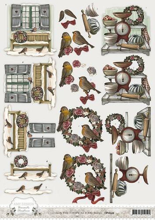 CD10535 - 3D Knipvel - Amy Design - Brocante Christmas - Wreath