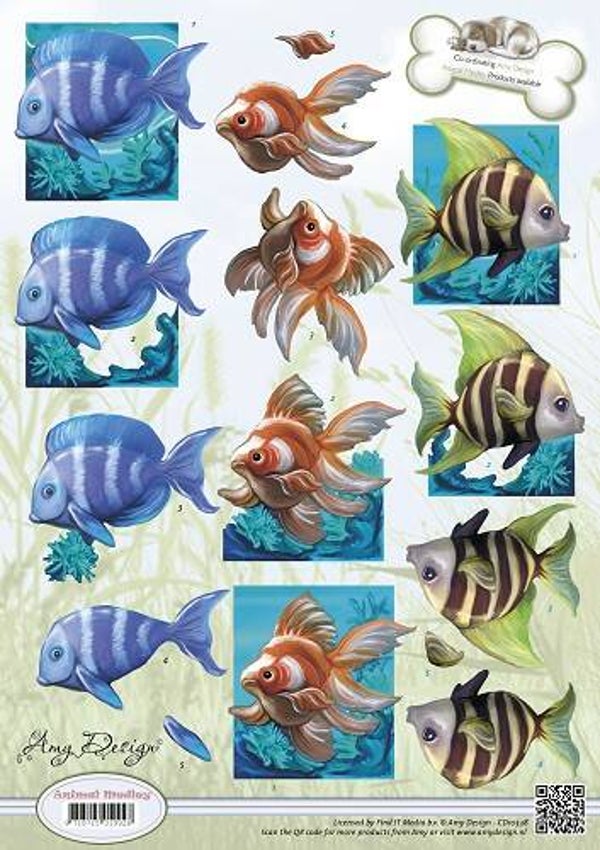 CD10538 - 3D Knipvel - Amy Design - Animal Medley - Tropical Fish