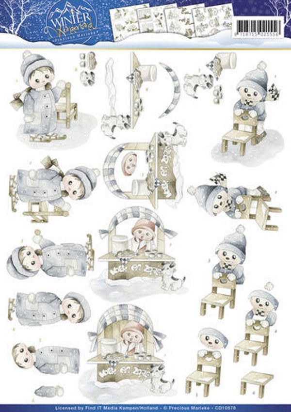 CD10578 - 3D Knipvel - Precious Marieke - Winter Wonderland - Winter fun