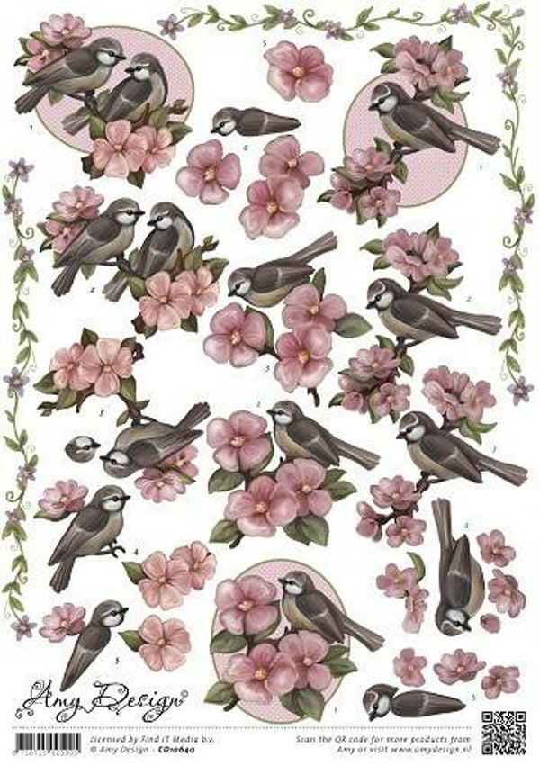 CD10640 - 3D Knipvel - Amy Design - Vogeltjes