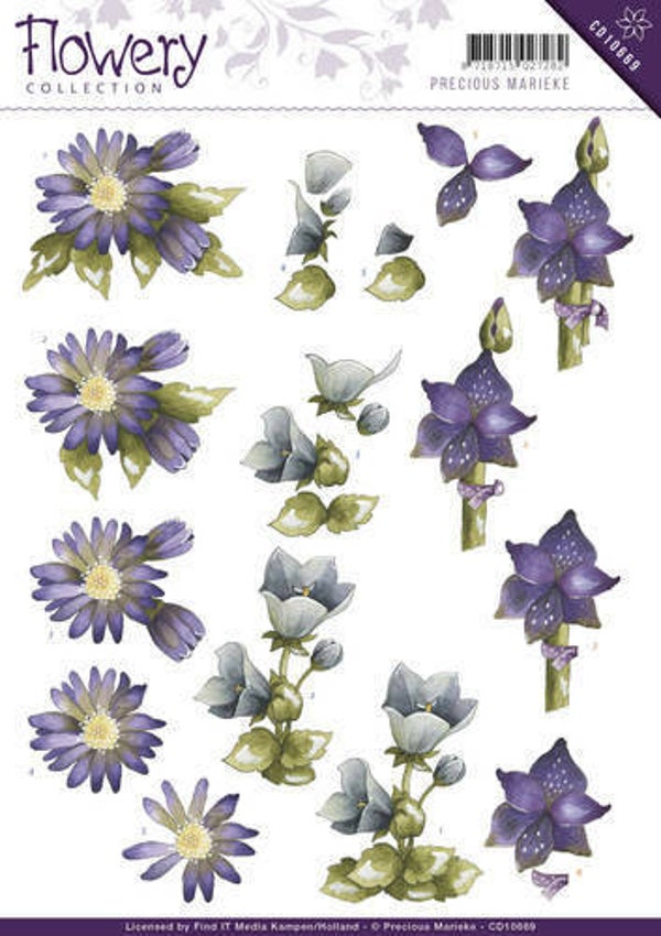 CD10669 - 3D Knipvel - Precious Marieke - Flowery - Mixed flowers