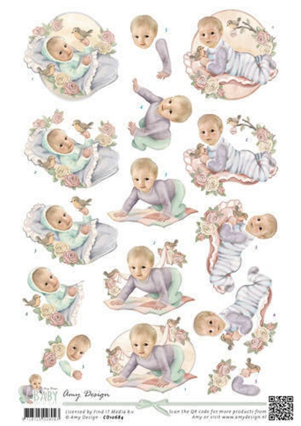 CD10684 - 3D Knipvel - Amy Design - Baby Collection - Vintage baby