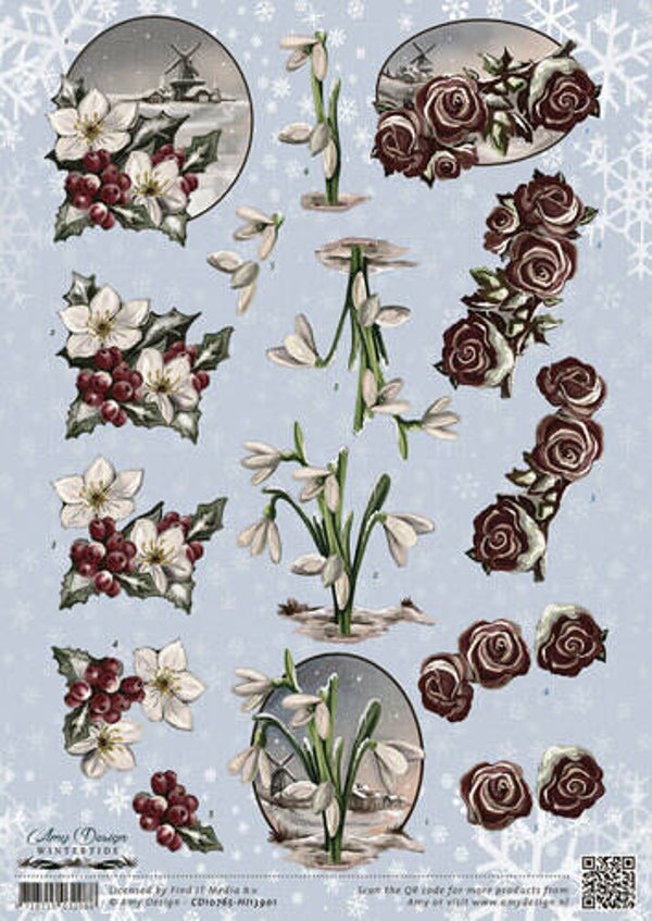 CD10765-HJ13901 - 3D Knipvel - Amy Design - Wintertide - Flowers