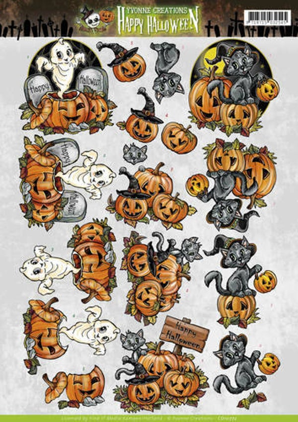 CD10772 - 3D Knipvel - Yvonne Creations - Happy Halloween - Happy Pumpkin