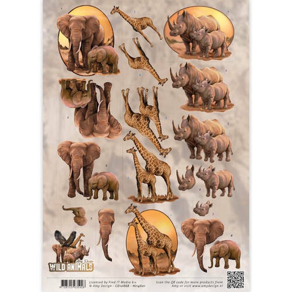 CD10868-HJ14601 - 3D Knipvel - Amy Design - Wild Animals - Big Five 2