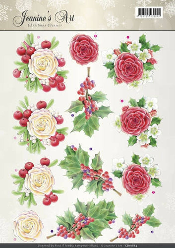 CD10884 - 3D Knipvel - Jeanine's Art - Christmas Classics - Rose