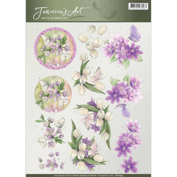CD10913 - 3D Knipvel - Jeanine's Art - With Sympathy - Violet flowers