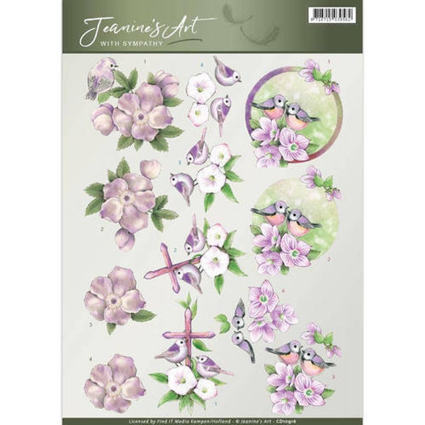 CD10916 - 3D Knipvel - Jeanine's Art - With Sympathy - Birds and Flowers