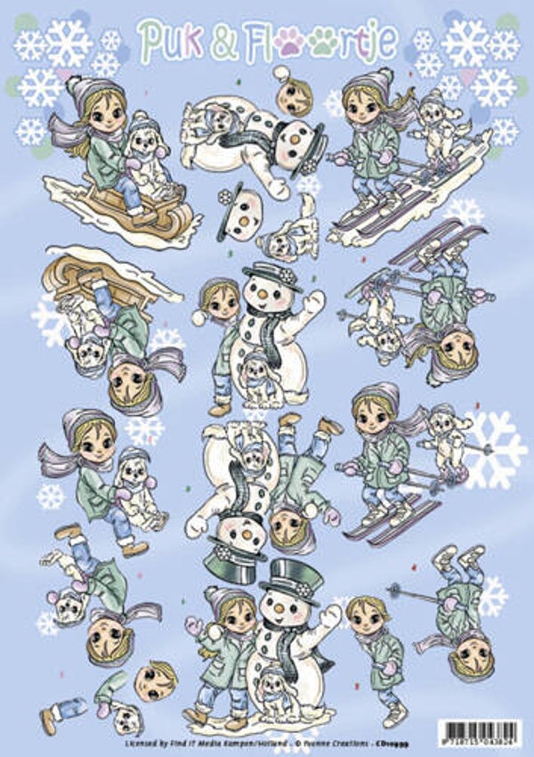 CD10999 - 3D Knipvel - Yvonne Creations - Puk en Floortje - Winter