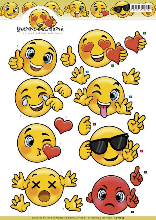 CD11057 - 3D Knipvel - Yvonne Creations - Smileys