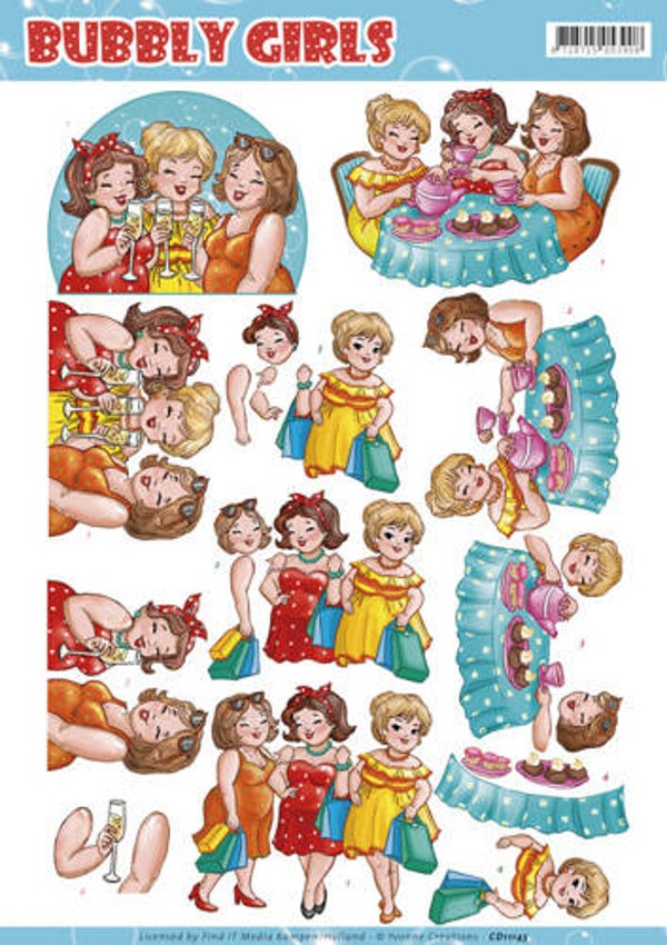 CD11145 - 3D Knipvel - Yvonne Creations - Bubbly Girls - Party
