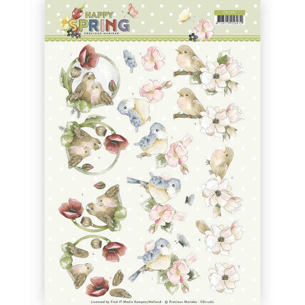 CD11262 - 3D Knipvel - Precious Marieke - Happy Spring - Happy Birds