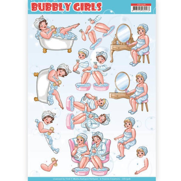 CD11306 - 3D Knipvel - Yvonne Creations- Bubbly Girls - Bubbly Bath