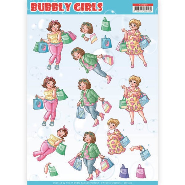 CD11307 - 3D Knipvel - Yvonne Creations- Bubbly Girls - Shopping