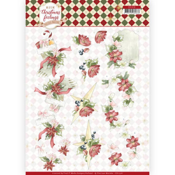 CD11316 - 3D Knipvel - Precious Marieke - Warm Christmas Feelings - Red Christmas Ornaments