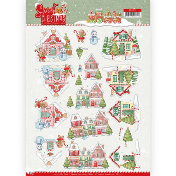 CD11371 - 3D Knipvel - Yvonne Creations - Sweet Christmas - Sweet Houses