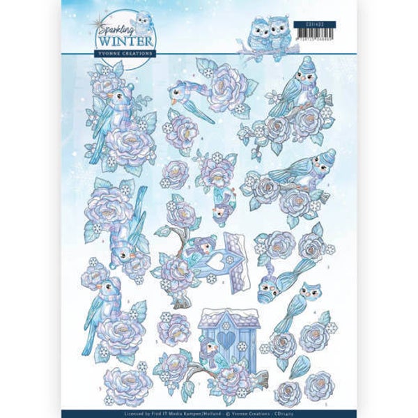 CD11403 - 3D Knipvel - Yvonne Creations - Sparkling Winter - Winter Bird
