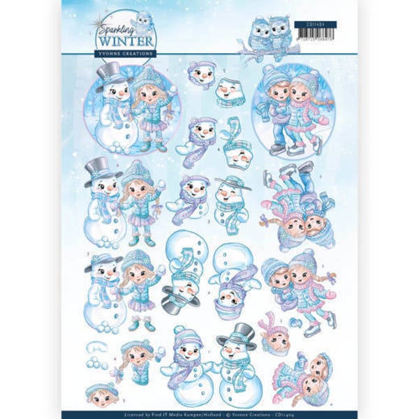 CD11404 - 3D Knipvel - Yvonne Creations - Sparkling Winter - Winterfun