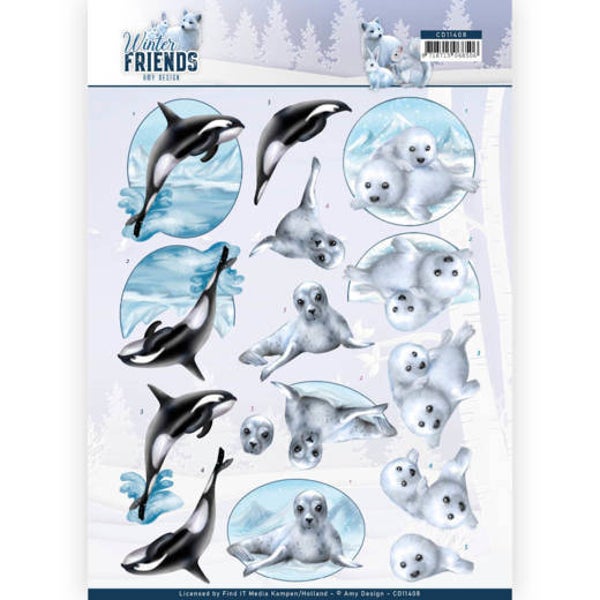 CD11408 - 3D Knipvel - Amy Design - Winter Friends - Sparkling Sealife